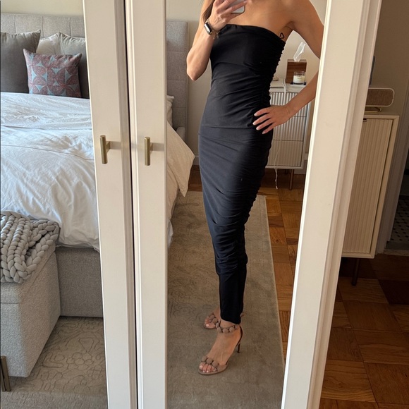 Zara Draped Midi Strapless Dress in Size Small - Picture 1 of 8